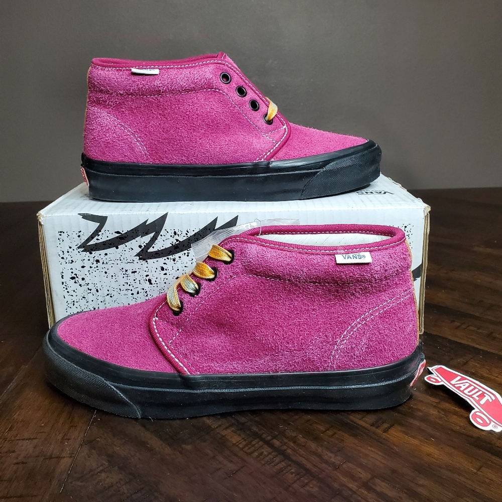 RARE Vans Vault OG Chukka Boot Lx Hairy Suede Cerise Apricot Women Sz 8,Men 6.5